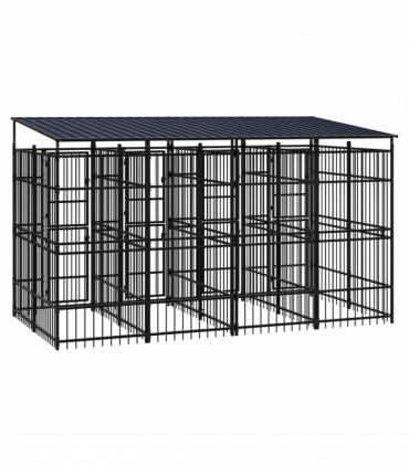 Outdoor Dog Kennel with Roof Steel 7.37 m�