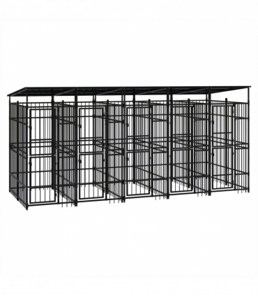 Outdoor Dog Kennel with Roof Steel 9.22 m�