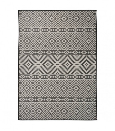Outdoor Flatweave Rug 120x170 cm Black Stripes