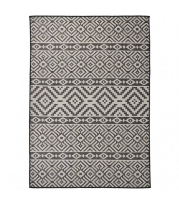 Outdoor Flatweave Rug 140x200 cm Black Stripes