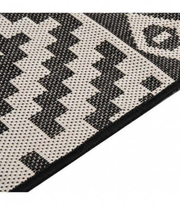 Outdoor Flatweave Rug 140x200 cm Black Stripes