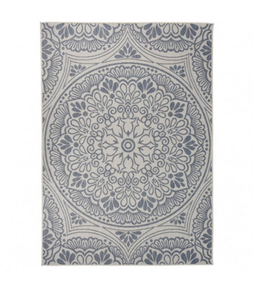 Outdoor Flatweave Rug 140x200 cm Blue Pattern