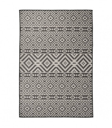Outdoor Flatweave Rug 160x230 cm Black Stripes