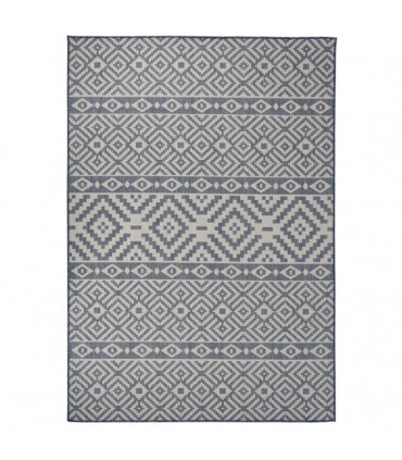Outdoor Flatweave Rug 160x230 cm Blue Stripes