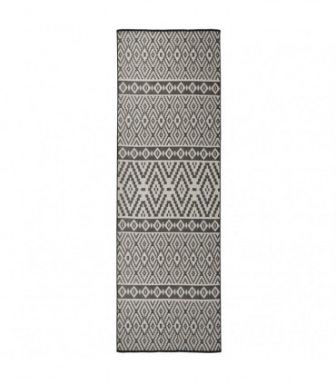 Outdoor Flatweave Rug 80x250 cm Black Stripes