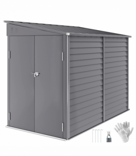 Outsunny 5 x 9ft Galvanised Metal Garden Shed with Foundation Kit, Grey