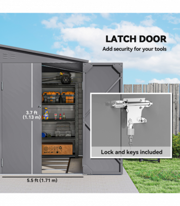 Outsunny 5 x 9ft Galvanised Metal Garden Shed with Foundation Kit, Grey