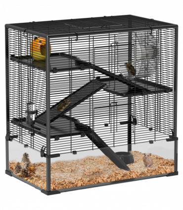 PawHut 4 Tiers Hamster Cage w/ Deep Tempered Glass Bottom 78.5 x 48.5 x 80cm