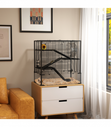 PawHut 4 Tiers Hamster Cage w/ Deep Tempered Glass Bottom 78.5 x 48.5 x 80cm