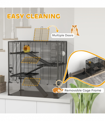 PawHut 4 Tiers Hamster Cage w/ Deep Tempered Glass Bottom 78.5 x 48.5 x 80cm