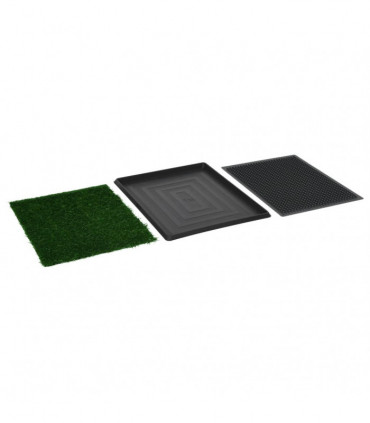 Pet Toilet with Tray & Faux Turf Green 64x51x3 cm WC