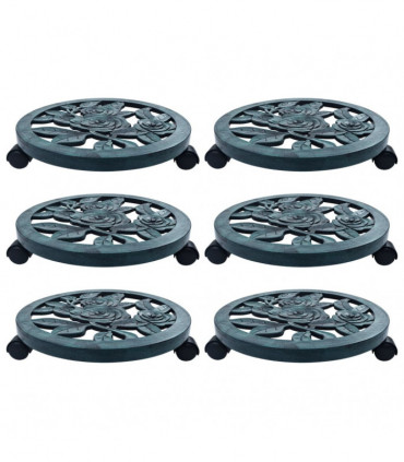 vidaXL Plant Trolleys 6 pcs Green 38 cm Plastic