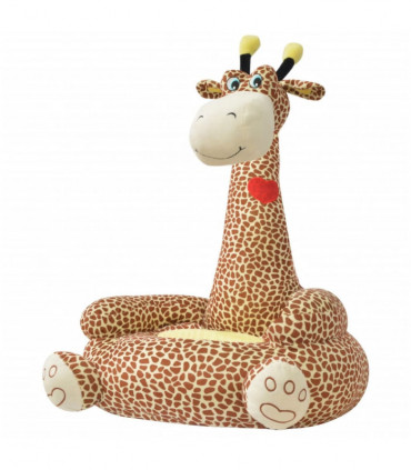 Plush Children's Chair Giraffe Brown