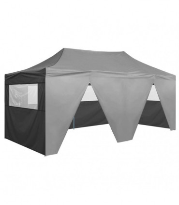 vidaXL Professional Folding Party Tent with 4 Sidewalls 3x6 m Steel Anthracite
