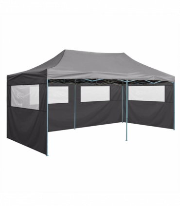 vidaXL Professional Folding Party Tent with 4 Sidewalls 3x6 m Steel Anthracite