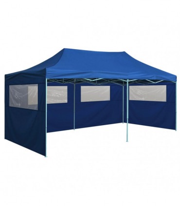 vidaXL Professional Folding Party Tent with 4 Sidewalls 3x6 m Steel Blue