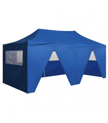 vidaXL Professional Folding Party Tent with 4 Sidewalls 3x6 m Steel Blue