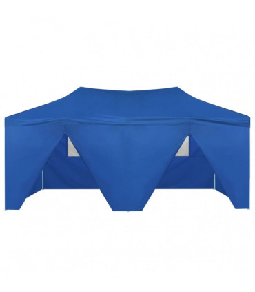 vidaXL Professional Folding Party Tent with 4 Sidewalls 3x6 m Steel Blue