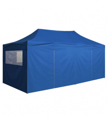 vidaXL Professional Folding Party Tent with 4 Sidewalls 3x6 m Steel Blue