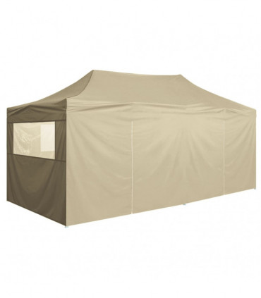 vidaXL Professional Folding Party Tent with 4 Sidewalls 3x6 m Steel Cream