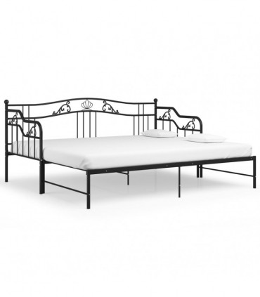Pull-out Sofa Bed Frame Black Metal 90x200 cm