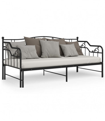 Pull-out Sofa Bed Frame Black Metal 90x200 cm