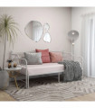 Pull-out Sofa Bed Frame White Metal 90x200 cm