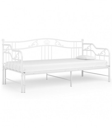 Pull-out Sofa Bed Frame White Metal 90x200 cm