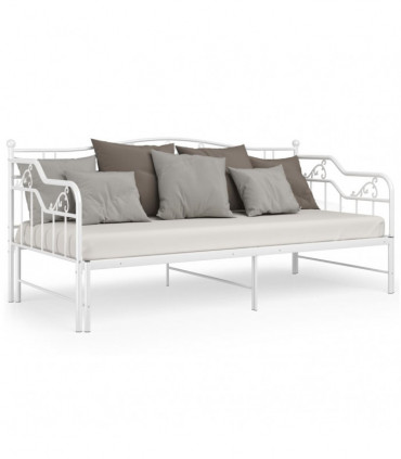 Pull-out Sofa Bed Frame White Metal 90x200 cm