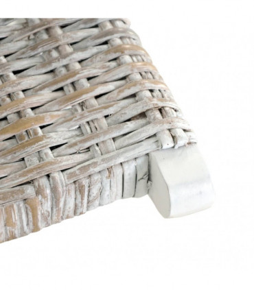 Relaxing Chair White Natural Kubu Rattan and Solid Mahogany Wood