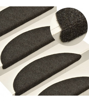 Self-adhesive Stair Mats 15pcs Light Brown 56x17x3cm Needle Punch