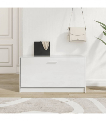 Shoe Bench High Gloss White 80x24x45 cm Engineered Wood