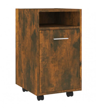 Side Cabinet with Wheels Smoked Oak 33x38x60 cm Engineered Wood