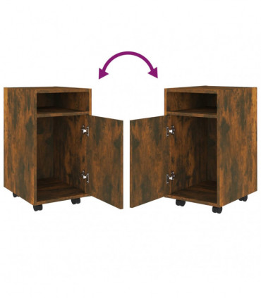 Side Cabinet with Wheels Smoked Oak 33x38x60 cm Engineered Wood