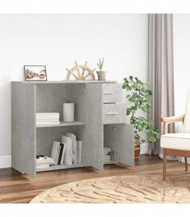 Sideboard Concrete Grey 91x29.5x75 cm Engineered Wood