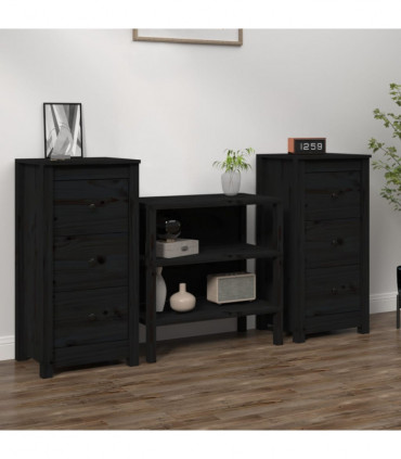 Sideboards 2 pcs Black 40x35x80 cm Solid Wood Pine