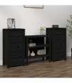 Sideboards 2 pcs Black 40x35x80 cm Solid Wood Pine
