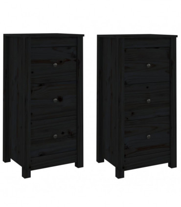 Sideboards 2 pcs Black 40x35x80 cm Solid Wood Pine