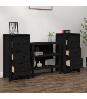 Sideboards 2 pcs Black 40x35x80 cm Solid Wood Pine