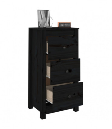 Sideboards 2 pcs Black 40x35x80 cm Solid Wood Pine