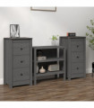 Sideboards 2 pcs Grey 40x35x80 cm Solid Wood Pine