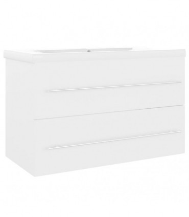Sink Cabinet with Built-in Basin White Engineered Wood