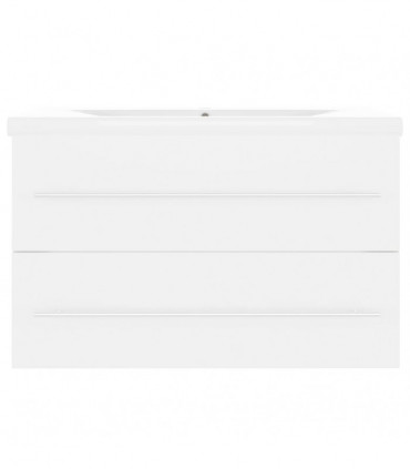 Sink Cabinet with Built-in Basin White Engineered Wood