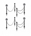 Solar Lights 4 pcs with Chain Fence and Poles