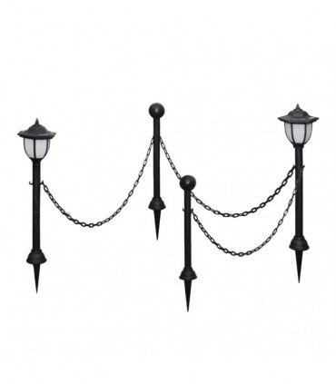 Solar Lights 4 pcs with Chain Fence and Poles