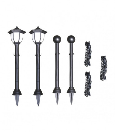 Solar Lights 4 pcs with Chain Fence and Poles
