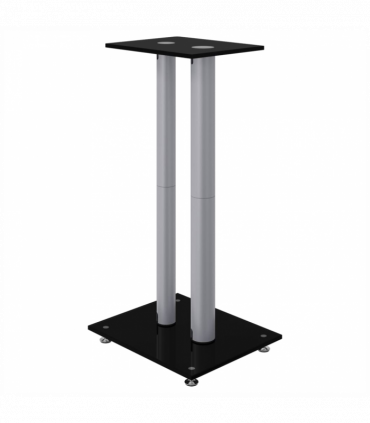 Speaker Stands 2pcs Black&Silver Tempered Glass 2 Pillars Design
