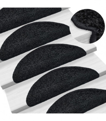 vidaXL Stair Mats 10 pcs 65x21x4 cm Black