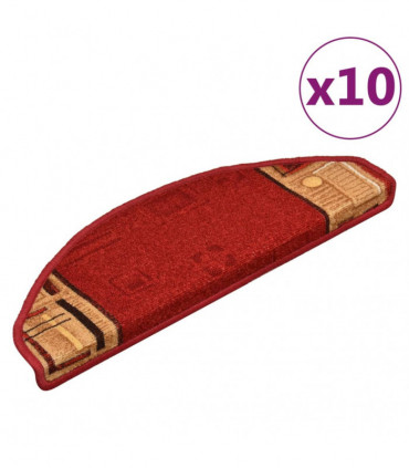 Stair Mats Self-adhesive 10 pcs 65x25 cm Red