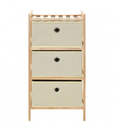 Storage Racks with 3 Fabric Baskets 2 pcs Beige Cedar Wood